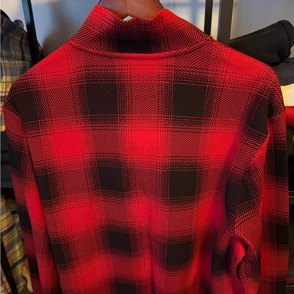 *** RL Quarter Zip - (L) NWT - Ralph Lauren Red and Black Plaid Men's Sweatshirt